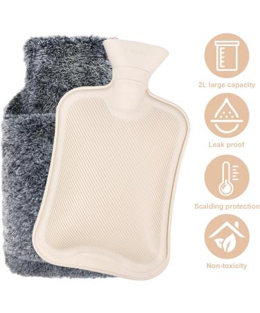 Bonilife 2L Hot Water Bottle with Cover - Large Rubber Hot Water Bag for Pain Relief - Black - Buy Online on GoSupps.com