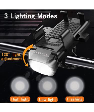 3-in-1 Bike Light Set with Phone Mount - USB Rechargeable LED Headlight and Taillight for All Bicycles | 360 Rotation, 3 Modes, Power Bank - Easy to Install - Buy Online on GoSupps.com