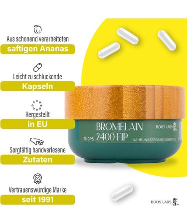 Boos Labs Bromelain 500mg - 2400 FIP - 120 Vegan Capsules - Natural Pineapple Enzyme for Digestive Health - Buy Online on GoSupps.com