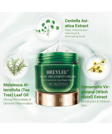 BREYLEE Tea Tree Oil Acne Treatment Cream - Clear Severe Breakouts, Remove Pimples, Repair Skin - 20ml - Buy Online on GoSupps.com