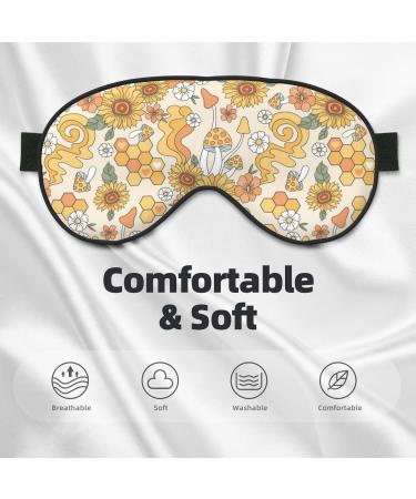Groovy Hippie Flower Mushrooms Sleep Mask | Adjustable Double-Sided Eye Cover for Comfort & Eye Edema Relief - Buy Online on GoSupps.com