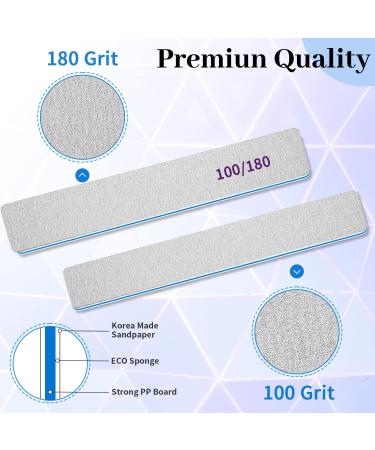 12pcs Professional Double-Sided 100/180 Grit Nail Files for Acrylic & Gel Nails - Manicure Tools for False Nails - Buy Online on GoSupps.com