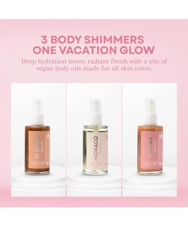 Caprice & Co Miracle Body Oils Trio 2 oz of Monaco Hawaii St. Barts Travel Size Scented Dry Body Oil Organic Moisturizing Handcrafted Glow Oils Vacation Shimmer Oil & Body Care for Women - Buy Online on GoSupps.com