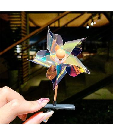 Spring Sweet Hair Clip For Toddler Girls Colorful Windmill Hair Barrettes For Girls Taking Photo Camping Festival Hair Barrettes For Daily Life Large Lovely Hair Barrettes For Woman Small