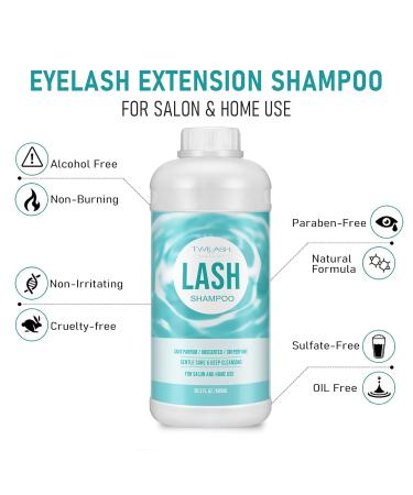 600ml Lash Shampoo Bulk - Gentle Eyelash Cleanser for Extensions & Safe Makeup Remover - Foaming Formula for Salon & Home Use (Unscented - Buy Online on GoSupps.com
