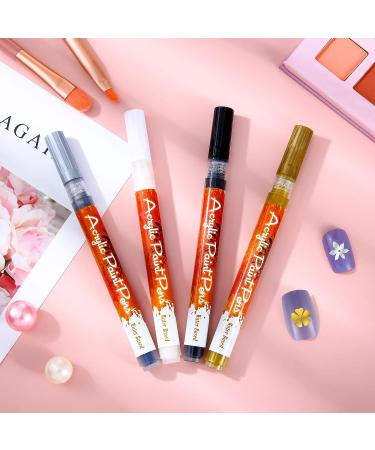 Nail Art Pen Set - Fine Tip Nail Polish Pens for Quick Dry DIY Nail Painting - 4 Piece Portable Nail Art Pens in Gold, Silver, Black, White - Buy Online on GoSupps.com