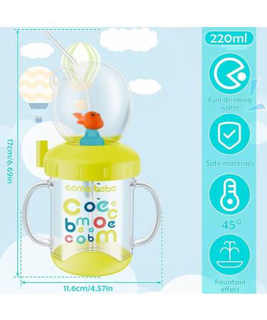 Baby Drinking Cup with Straw | Cute Whale Design | 220ML Portable Water Cup | Creative Colorful Toddler Cup for Kids | Boys Girls | Light Green - Buy Online on GoSupps.com