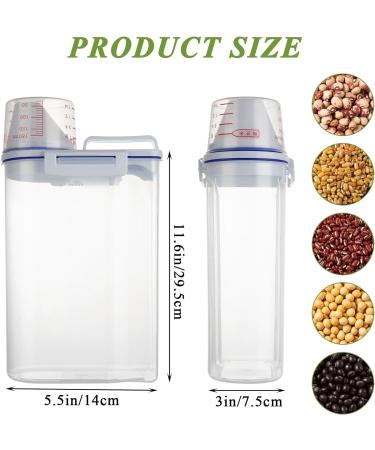 AKOLAFE 4 Pack Flour Container 5LB Pantry Food Storage Containers with Lids Airtight & Measuring Cup Small Air Tight Rice Holder Bin Plastic Cereal Grain Dispenser Kitchen for Sugar Dry Goods Pet Food - Buy Online on GoSupps.com