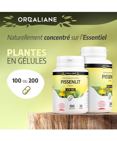 Organic Dandelion 270 mg - 100 Capsules - Ecocert Certified - Orgaliane - Buy Online on GoSupps.com