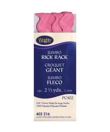 Wrights 117-402-216 Polyester Rick Rack Trim  Candy Pink  Jumbo  2.5-Yard
