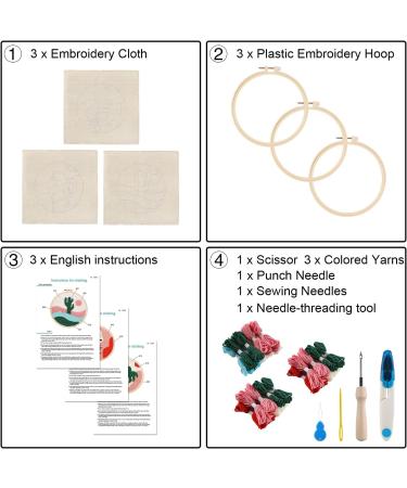 Anidaroel 3 Sets Punch Needle Kits for Adults Beginners - Punch Needle Tool with Hoops, Yarns, and Sewing Needles - Morandi Tropical Plants Designs - Buy Online on GoSupps.com