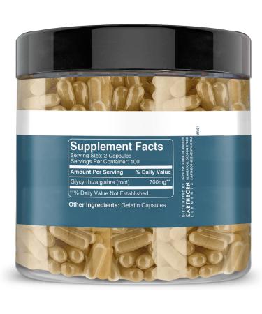 Earthborn Elements Licorice Extract 200 Capsules - Pure & Undiluted - No Additives - 200 Count - Buy Online on GoSupps.com