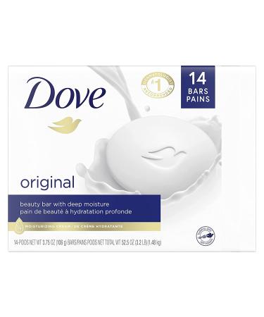 Dove Beauty Bar 3.75 oz 14-Pack | Gentle Skin Cleanser with 1/4 Moisturizing Cream | Unscented and Moisturizing | Soft Skin Care - Buy Online on GoSupps.com