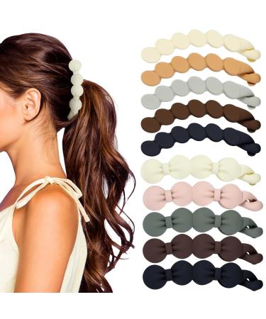 Tigeen 10 Pcs Banana Hair Clips for Women Bow Oval Banana Clip Matte Banana Clips for Women Jaw Clips Large Strong Hold Ponytail Bun Holder Matte French Barrettes for Thin Hair Styling Accessories