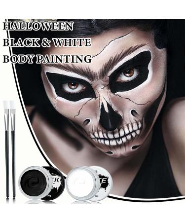 Black & White Face Body Paint Set | Oil-Based Halloween Makeup Kit for Clown & Zombie Cosplay | Includes 2 Brushes & Palette - Buy Online on GoSupps.com