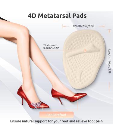 Metatarsal Pads 4 Pairs - High Heel Inserts for Pain Relief - Soft Gel Forefoot Cushions for Mortons Neuroma & Callus - Women & Men - Buy Online on GoSupps.com