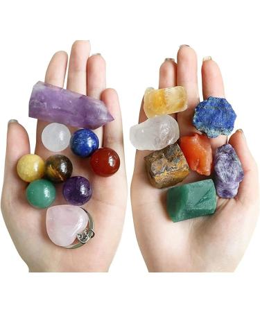TESH CARE Chakra Synergy Premium Healing Crystal Collection - 7 Chakra Healing Spheres, Raw Stones, Amethyst Wand, Rose Quartz Key Chain, Guide - Meditation & Spirituality - Buy Online on GoSupps.com