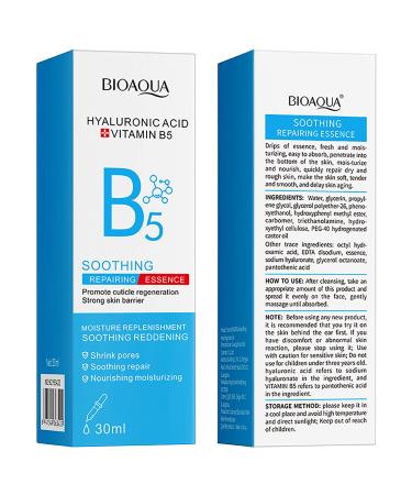 BIOAQUA Hyaluronic Acid & Vitamin B5 Face Essence - Soothing Moisturizing Skincare for Pore Reduction - 30ml/1fl.oz - Buy Online on GoSupps.com
