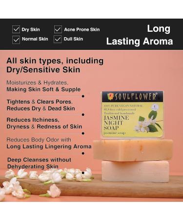 Jasmine Handmade Soap | 100% Pure Natural Cold Process Soap with Essential Oils & Exotic Herbs (5 Oz) - Best International Shipping - Buy Online on GoSupps.com