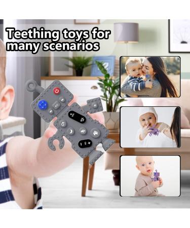 Robot Shape Silicone Teething Toys for Babies 3-12 Months | BPA Free Chew Toys Pack - Gray+Purple A Style - Buy Online on GoSupps.com