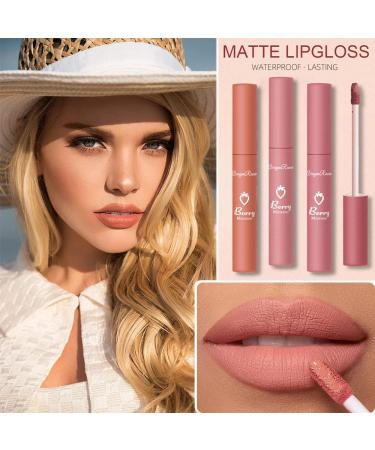 3 Colors Nude Matte Lipstick Set - Long Lasting & Waterproof Lip Gloss - Buy Online on GoSupps.com