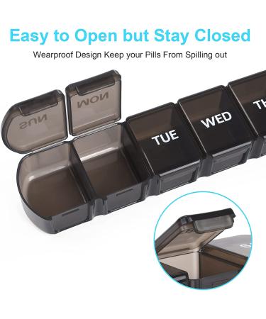 Large Weekly Pill Organizer 2 Pack | BPA Free | 7 Day Vitamin Case with XL Compartments | Travel Friendly | Black & White - Buy Online on GoSupps.com