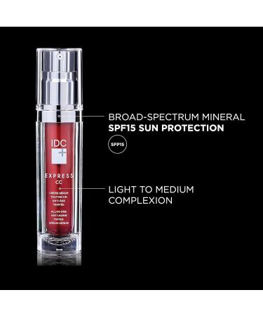 IDC Dermo Express Tinted CC Cream SPF 15 | Anti-Aging Moisturizer for Face Eyes & Neck | Hydrates Reduces Wrinkles & Improves Firmness | 1.0 fl oz - Buy Online on GoSupps.com