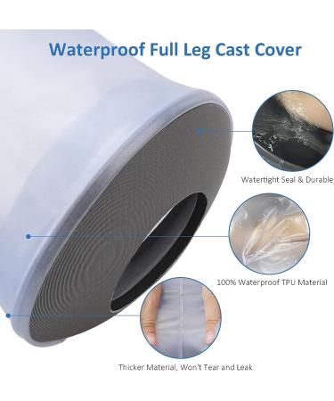 Waterproof Full Leg Cast Cover for Shower - Reusable XL-Full Leg Protector for Thigh, Knee, Shank, Foot, Ankle Surgery - Watertight Cast Bag for Adults - Buy Online on GoSupps.com