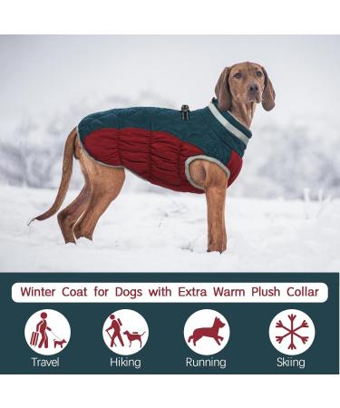 Kuoser Warmth Dog Coat | Windproof Reflective Jacket for Small & Large Dogs | Winter Dog Coat with Zipper - Blue Large - Buy Online on GoSupps.com