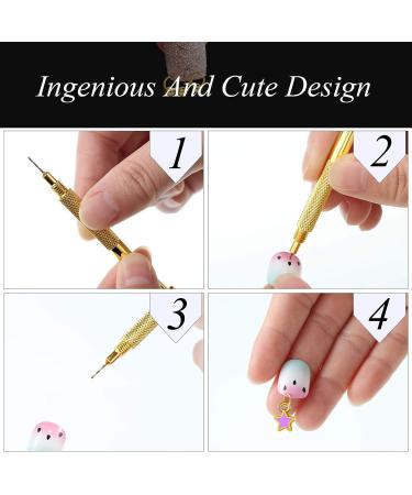 Dangle Nail Piercing Charms Set - 113 Pieces | Hand Drill & Colored Hearts Stars Rings | Nail Art Jewelry for Tips, Acrylic Gels Decorations (Chic Color) - Buy Online on GoSupps.com
