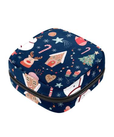 Christmas Pattern Sanitary Napkin Storage Bag Feminine Product Pouches Portable Period Kit Bag Menstruation First Period Bag for Women Teen Girls Ladies Menstrual Cup Pouch Tampon Bags Color 3