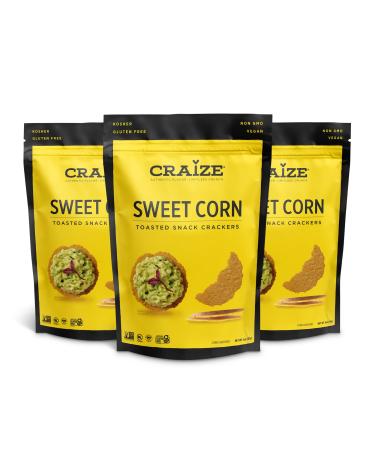 Craize Thin & Crunchy Toasted Corn Crackers – Sweet Corn Flavor Healthy & Organic Gluten Free Crackers - 3 Pack, 4 Ounces Each 4 Ounce (Pack of 3)
