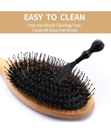 Natural Boar Bristle Wooden Bamboo Hair Brush for Women and Men - Best Paddle Brush for Reducing Hair Breakage - Buy Online on GoSupps.com