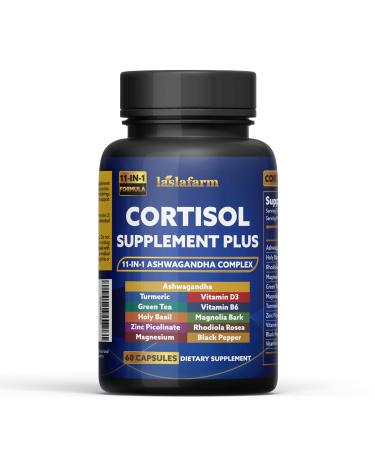 laslafarm 11in1 Cortisol Plus Supplement 11in1 Ashwagandha and Natural Herbal Complex Vitamin Blend for Daily Mood Focus and Sleep Suitable for Women and Men 60 Capsules