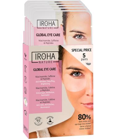 Iroha Nature - Anti-aging Eye Patches |Niacinamide Caffeine and Peptides |Reduction Wrinkles Expression Lines Bags and Dark Circles|Hydration with Hyaluronic Acid |Vegan and 100% Biodegradable - Buy Online on GoSupps.com