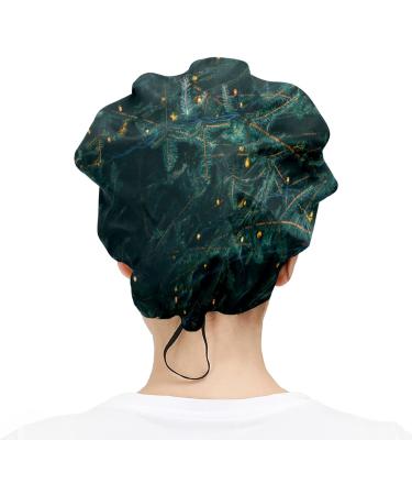Womens Working Cap with Cotton Sweatband - Adjustable Elastic Head Cover for Men - Pine Trees Decoration - LED Lights - Christmas - Buy Online on GoSupps.com