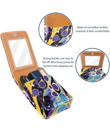 Buy Stylish Leather Lipstick Case with Mirror - Mini Lipstick Organizer | Abstract Watercolor Design - Buy Online on GoSupps.com