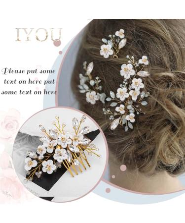 Shop Iyou Bridal Jewelry: Silver Flower Rhinestone Hair Crest & Pearl Accessories for Brides & Girls - 3 Piece Set - Buy Online on GoSupps.com