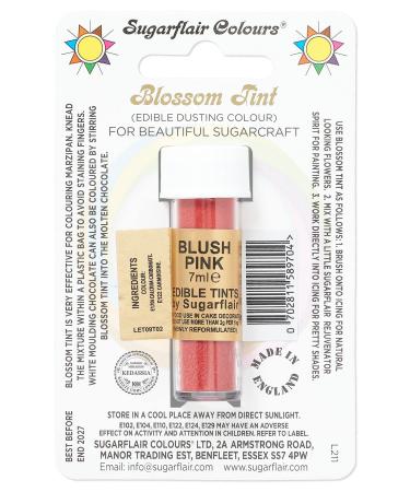 Sugarflair Blush Pink Blossom Tint Food Colouring and Dusting Powder Matt Finish Brush On or Mix with Rejuvenator Spirit to Create a One of A Kind Cake - 7ml