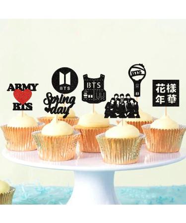 Keaziu 28 PCS Music Singer Cupcake Toppers KPOP Singer Cupcake Picks for Spring Day A-rmy B-T-S Singer Group Theme Party Birthday Party Decoration for Boys and Girls Spring Black - Buy Online on GoSupps.com