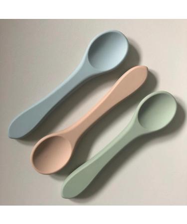Minifolk Set of 5 Silicone Baby/Toddler Feeding Spoons | Baby Essentials | Weaning Spoons | Dishwasher Safe (Set of 3)