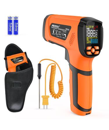 Infrared thermometer Mestek -40 C to 1600 High temperature digital laser temperature measuring device with K -probe ir pyrometer touchless LCD alarm adjustable emission degree for kitchen industrial orange - Buy Online on GoSupps.com