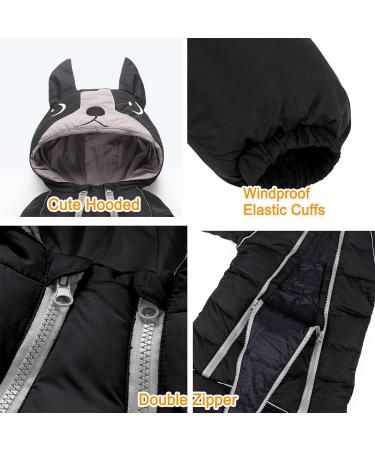 JiAmy Baby Boys' Snowsuit Romper Winter Hooded Jumpsuit | Black | 9-12 Months - Buy Online on GoSupps.com