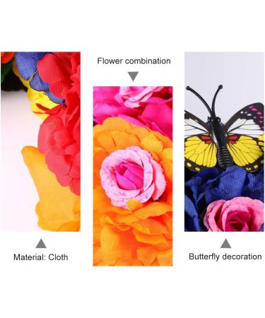 Lurrose Halloween Flower Crown & Butterfly Hairband | Day of the Dead Headdresses for Women | Perfect for Halloween Parties & Cosplay - Buy Online on GoSupps.com