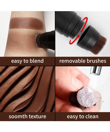 DE LANCI Contour Highlighter Stick Kit for Brown, Dark, Black Skin Tone - 2 PCS Cream Sticks with Brush - Face Illuminator & Bronzer - Moisturizing Shade Makeup - Buy Online on GoSupps.com