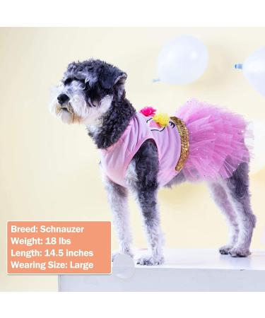 KYEESE Dog Dress Unicorn Tiered Layer Tutu Tulle Birthday Party Dress for Small Dogs - Medium Size | Sequin Embellishments | Pack of 1 - Buy Online on GoSupps.com