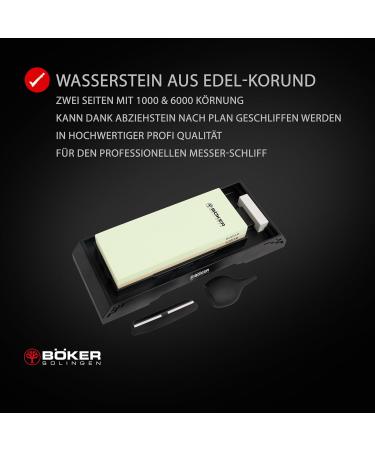 B ker Solingen Kombi Wasserstein 1000/6000 - Professional Dual-Sided Wet Grinder for Knives - Premium Sharp Station Grinding Stone Set - Buy Online on GoSupps.com