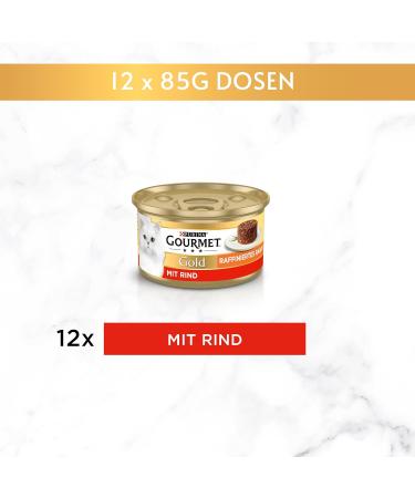 Gourmet Gold Refined Ragout Wet Cat Food with Beef - 12-Pack (12 x 85g) | Premium Cat Cuisine for International Shipping - Buy Online on GoSupps.com