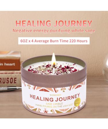 Shop White Sage Candle 4 Pack - 220 Hours Burn Time | Healing Journey with Sage Leaf Rose & Essential Oil - Buy Online on GoSupps.com
