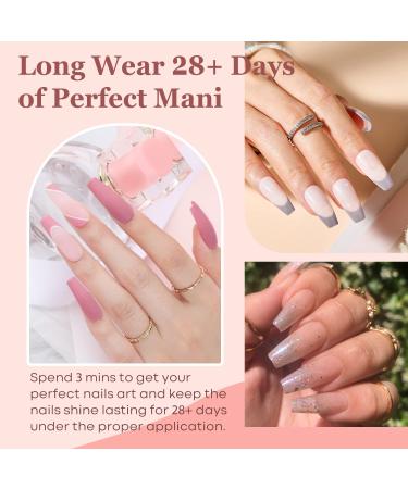 Modelones 6 Color Dip Powder Nail Kit Starter Set | Nude Pink Glitter | Base/Top Coat Activator | French Manicure DIY Salon Golden - Buy Online on GoSupps.com